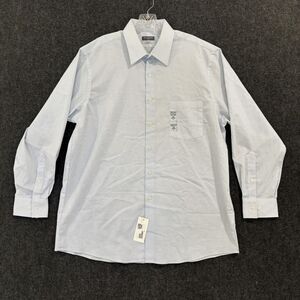 Van Heusen Shirt Mens Large Blue White Stretch Collar Regular Fit Water Mill